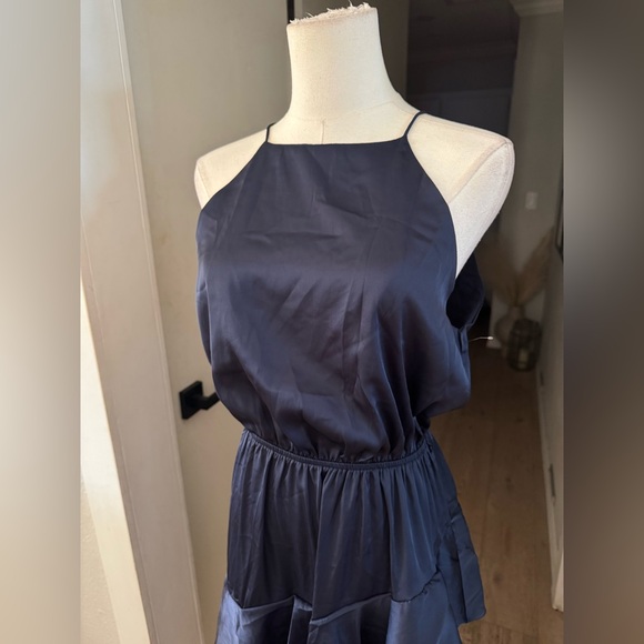 Petal & Pup | Seychelle Ruffled Midi Dress in Navy | Sz 6 - Picture 6 of 12